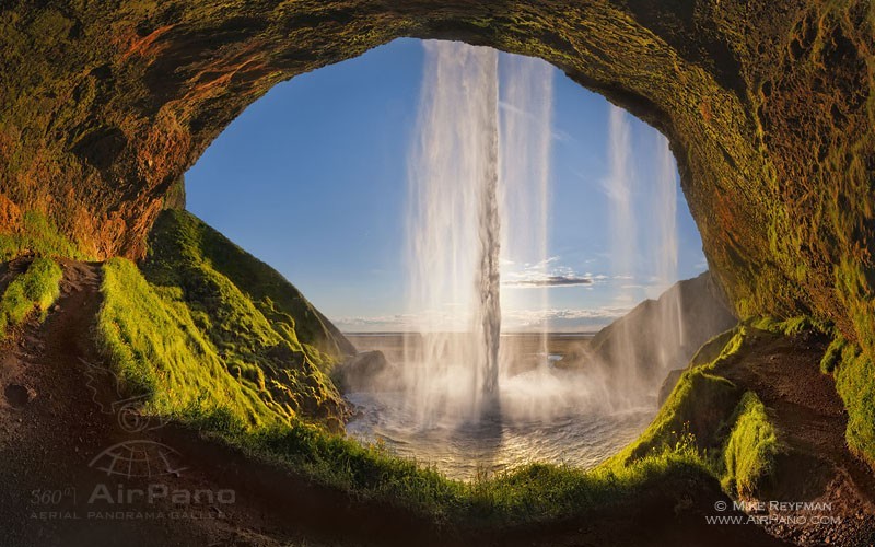 Behind Seljalandsfoss waterfall