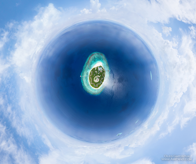 Southern Maldives. Above the Park Hyatt Maldives Hadahaa. Gaafu Alifu Atoll, Hadahaa, North Huvadhoo. Planet