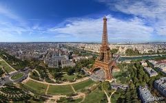 Eiffel Tower, Parc du Champ de Mars from the altitude of 200 meters