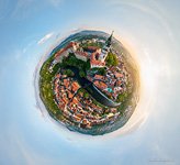 Vltava River, Ceský Krumlov Castle. Planet