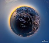 Above Svolv?r at sunset. Planet