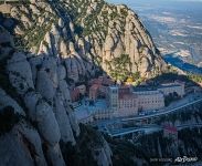 Abbey and mountains