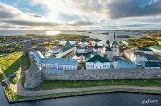 Solovetsky Monastery in autumn evening