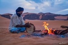 Campfire in the Sahara Desert