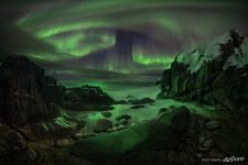 Barents sea. Northern lights