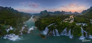 Sunset above Detian Falls