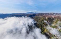 Clouds from the ocean above Valley of Geysers